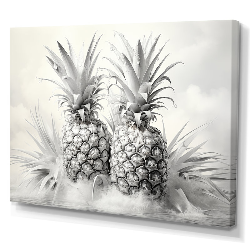 Pineapples Charm In Fog - Pineapples, art mural sur toile, Toile tendue, H 12 po x l 20 po x P 1 po