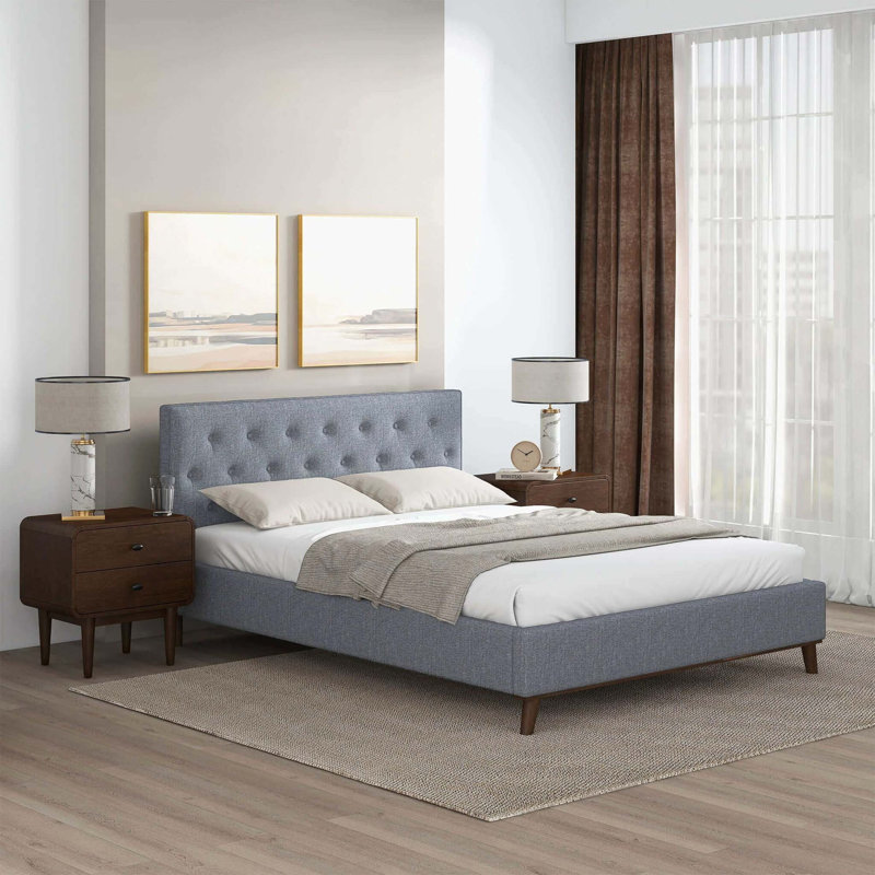 Lit plateforme en velours Graceville