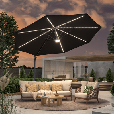 Parasol en porte-à-faux éclairé avec base à manivelle 132,3 po Shareny inclus