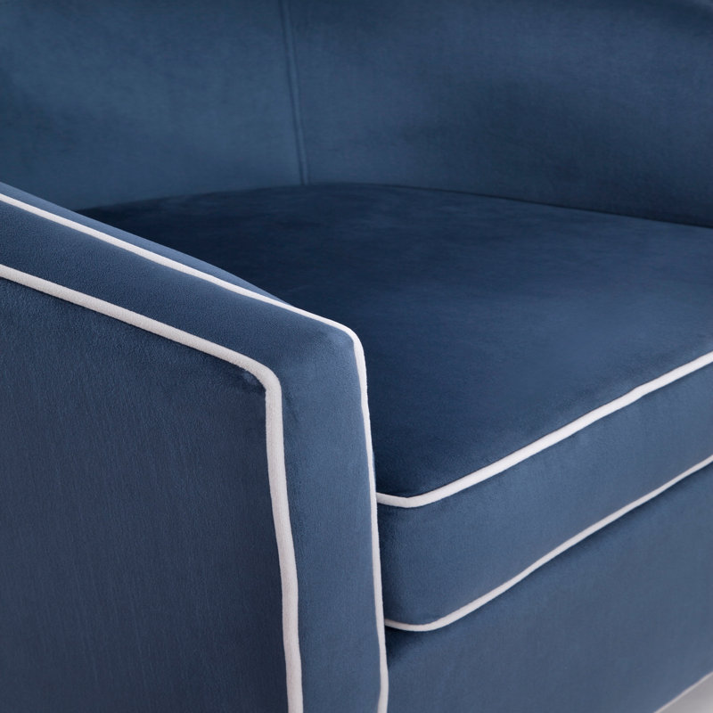 Karcher Upholstered Swivel Armchair, Blue Velvet