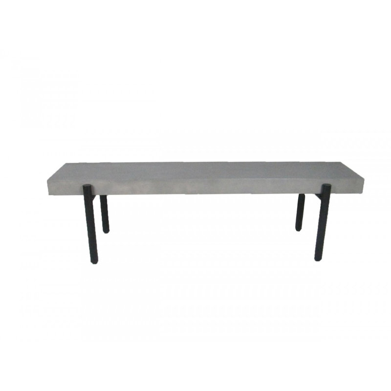63" Gray and Black Concrete Dining Bench