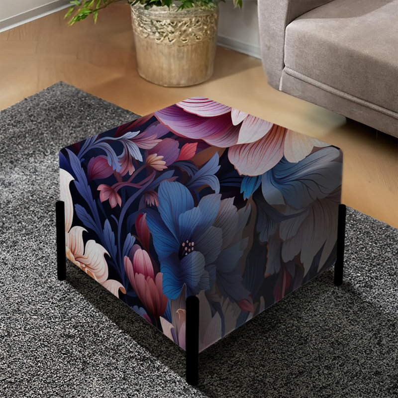 Purple Enchanted Forest Floral Pattern - Floral Square Ottoman