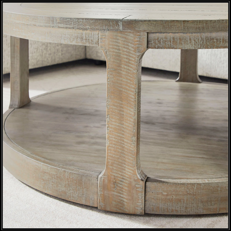 Grande table basse 40 pouces à 2 niveaux, Marron clair