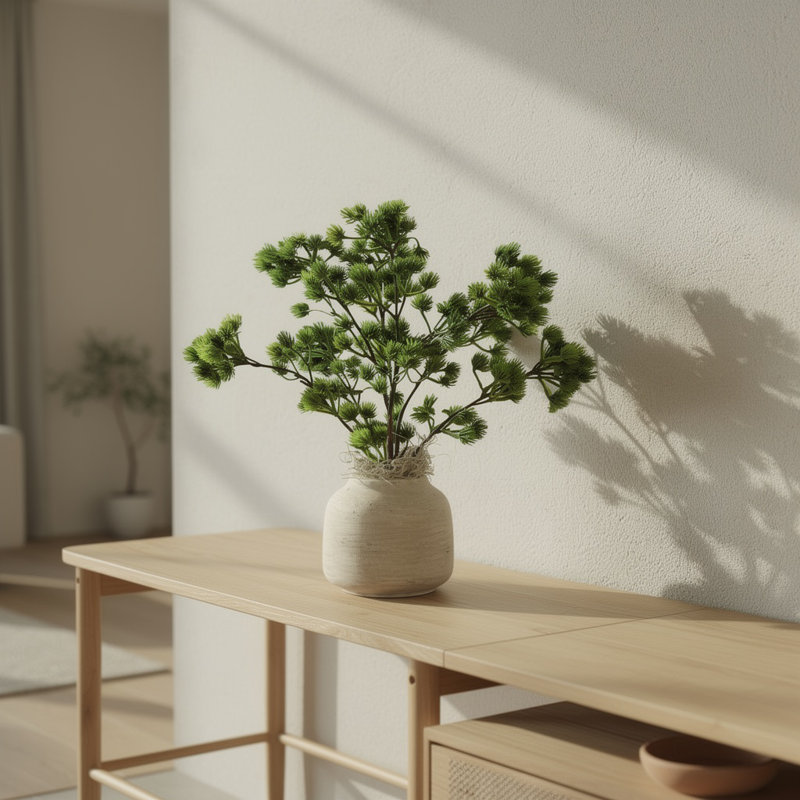 Pin Ming dans un vase Fiberstone, Light Grey