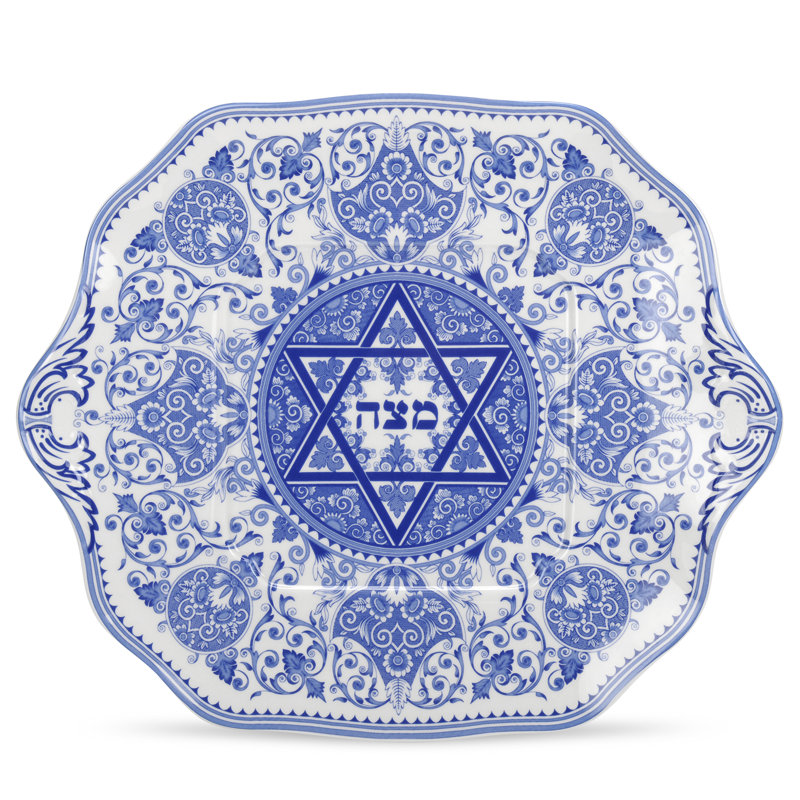 Judaica Porcelain China White/Blue Charger