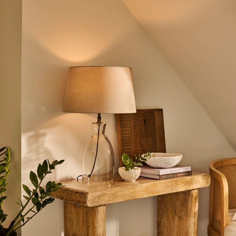 Glass Lamp, Taupe, Yes