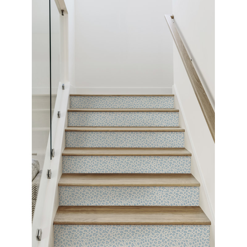 Bandes d'escalier à imprimé animal léopard, H 7 po x l 48 po, Bleu