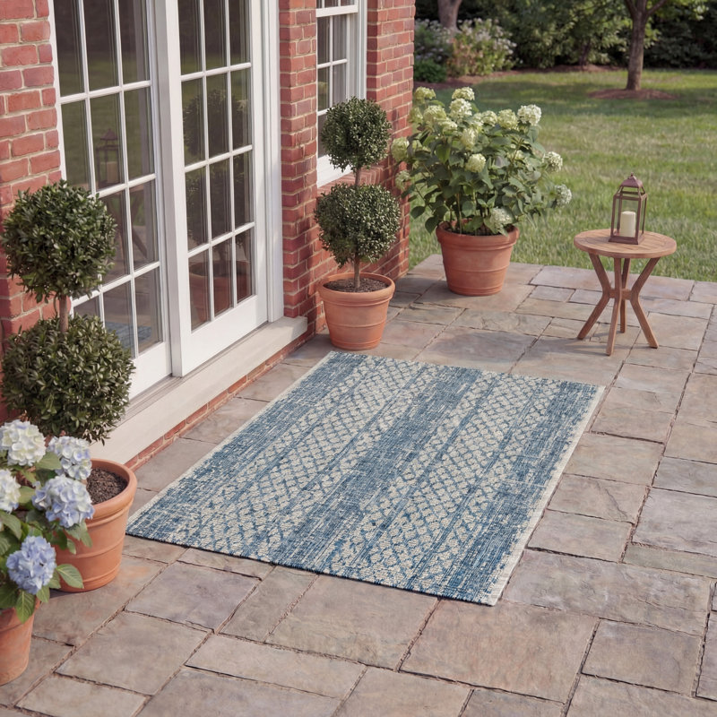 Herefordshire Performance Striped Indoor/Outdoor Area Rug, Rectangle 2' x 3'7"