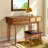 Classic Wood Makeup Vanity Set With Flip-top Mirror And Stool, Three Drawers, Woven Rattan Design And Metal Handles 