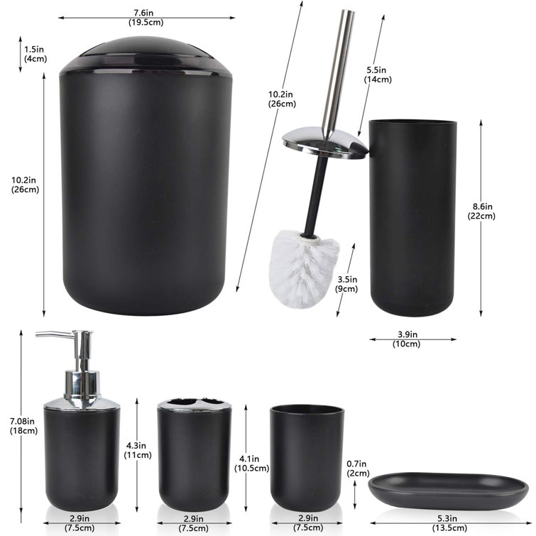 Home-Complete 6-Piece Complete Bathroom Accessories Set (Black)