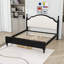 Lit plateforme en bois avec tête et pieds rembourrés courbés-459855491-459855493