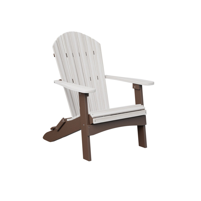 Berlin Gardens Comfo Back Folding Adirondack Chair, Seashell/Chocolate Brown