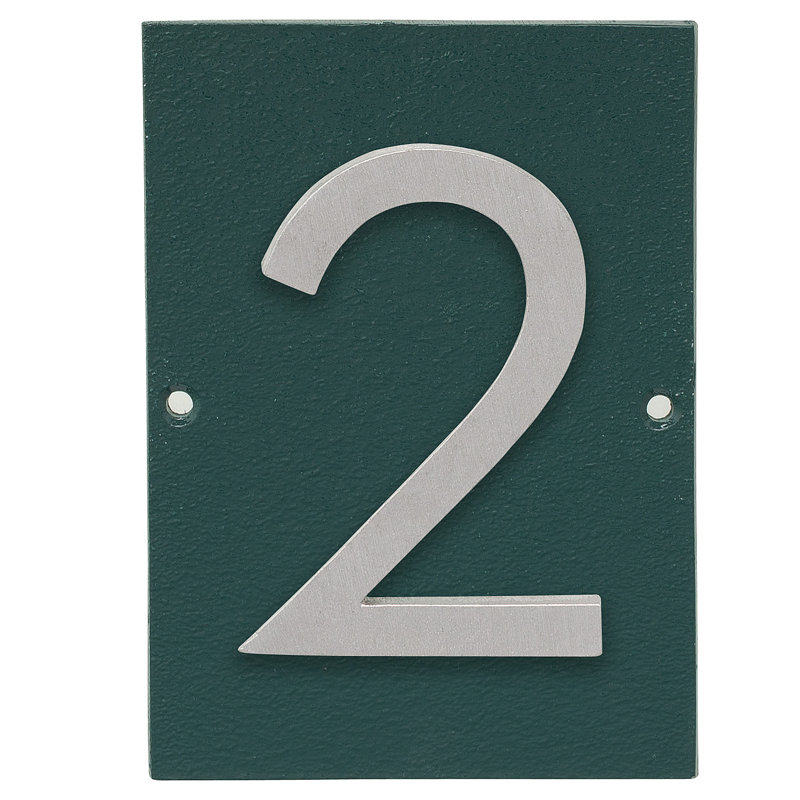 Plaque d’adresse murale sur 1 ligne flottante, Aluminium brossé, Vert forêt, Oui