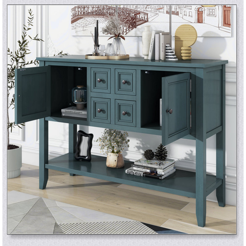 Grande console de rangement rétro avec quatre petits tiroirs Cambridge Series, parfaite pour un décor élégant et fonctionnel.