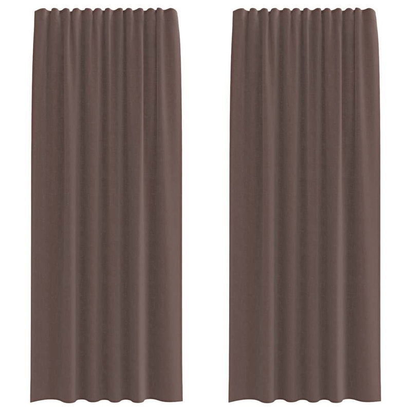 Voile Curtains With Tab Top 2 Pcs, Brown, 140cm Width x 225cm Drop