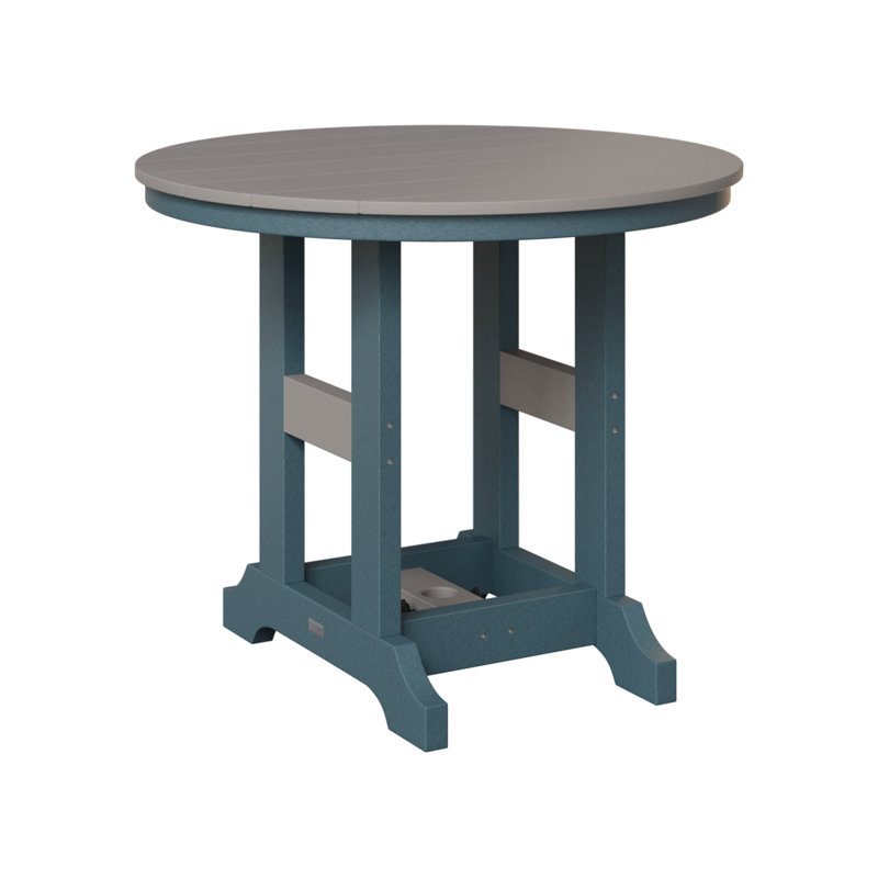 Garden Classic Outdoor Round Bar Table, Slate, Light Gray