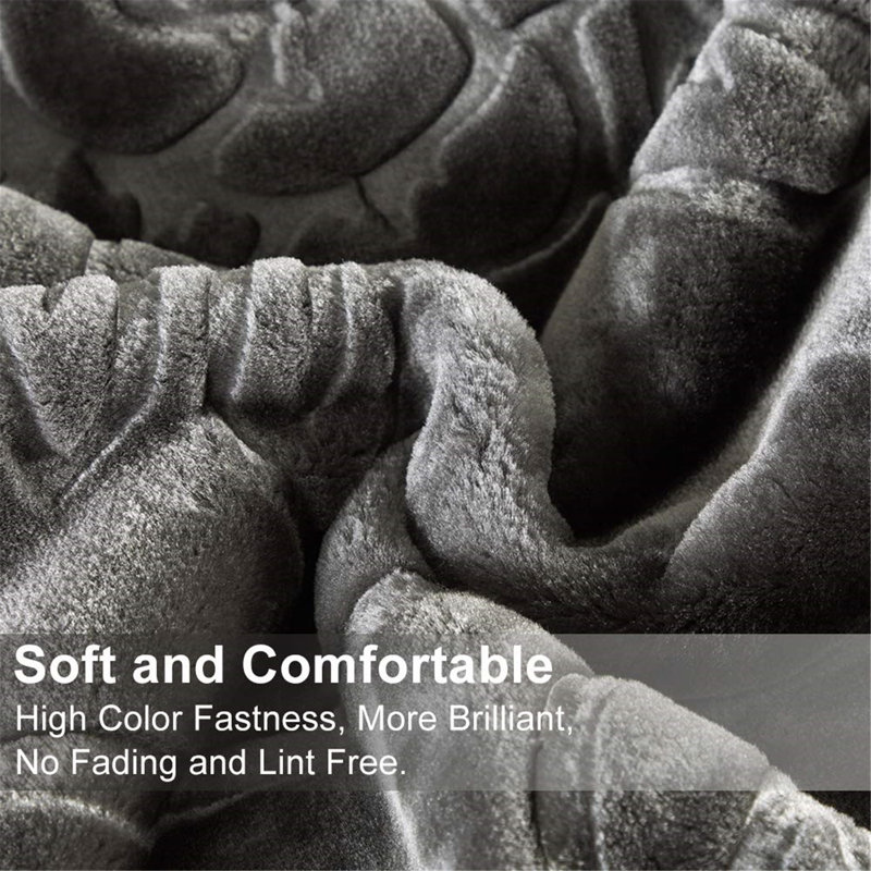 Heavy Thick Mink Blanket 9Lb for Winter,1 Ply Embossed Warm Bed Blanket King,85"x95",Grey