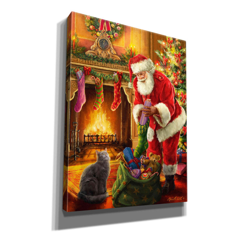 «Santa Has Arrived» par Ali Corti, art mural sur toile, L 12 po x H 16 po