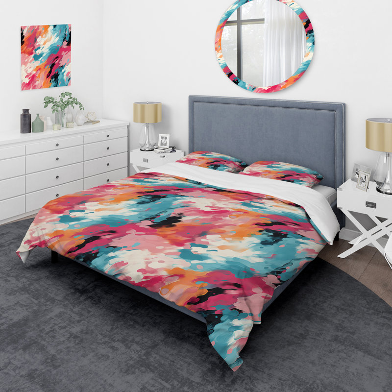 Ensemble de housse de couette multicolore Feather Fury II, Housse de couette simple + 1 taie décorative stan
