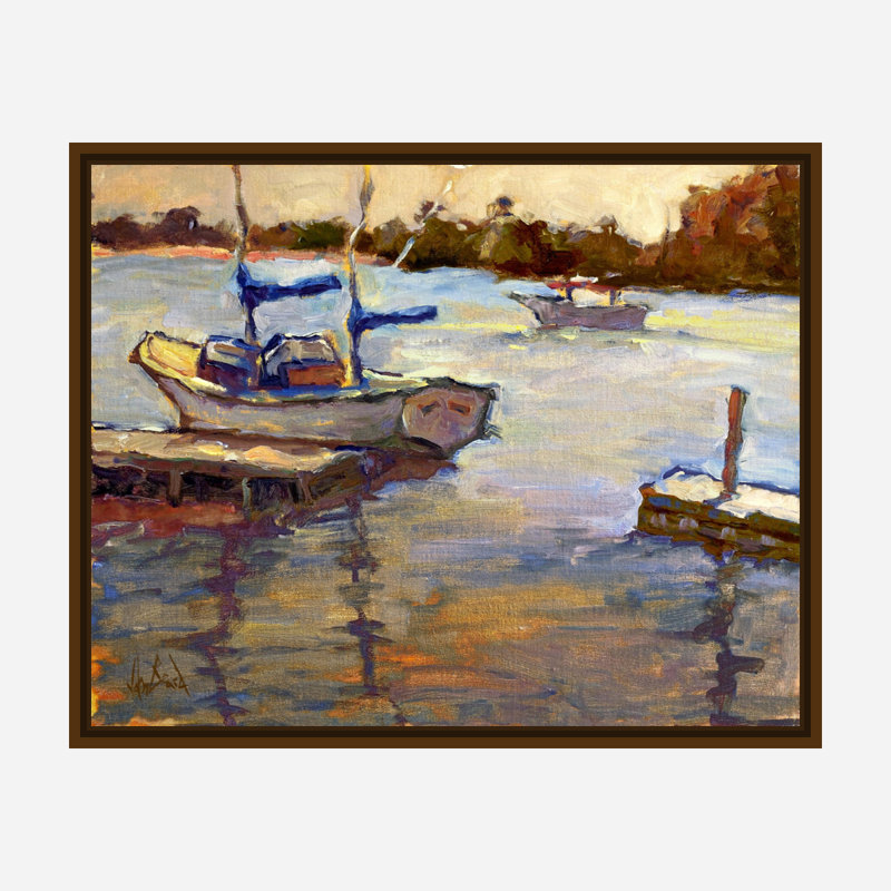Funky Sailboat Print by John Beard, Brown Framed Canvas, 40" H x 60" W x 1.75" D