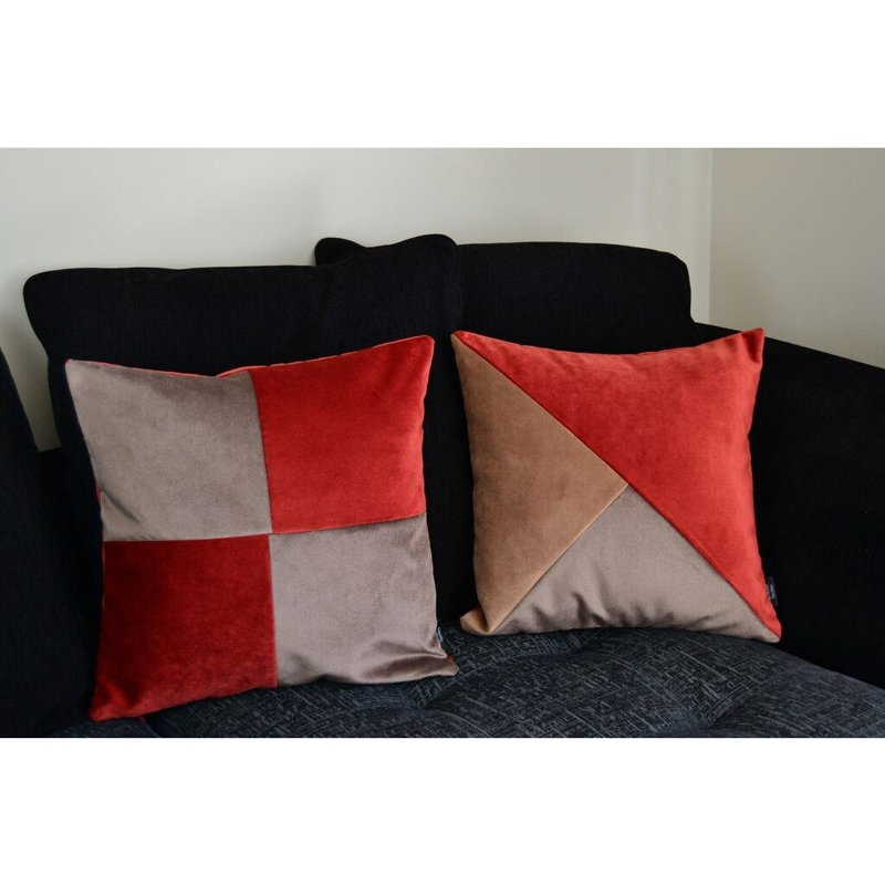Sklar Patchwork Square Cushion, Red/Brown, 60 x 60cm