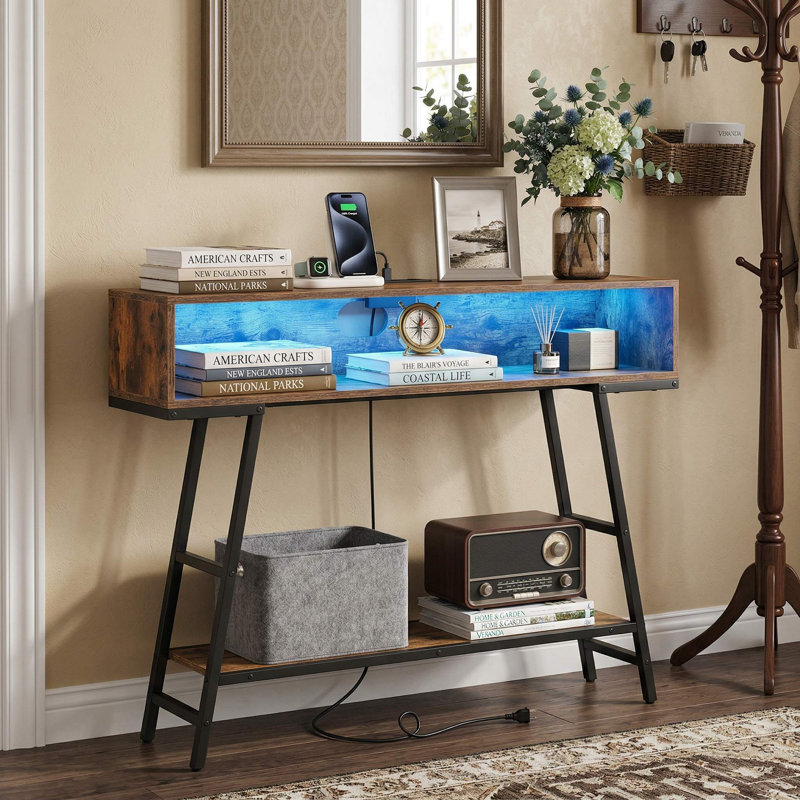 Console moderne de 40 po, station de charge multi-ports intégrée et lumières DEL réglables, conception anti-basculement convenant au vestibule, au salon