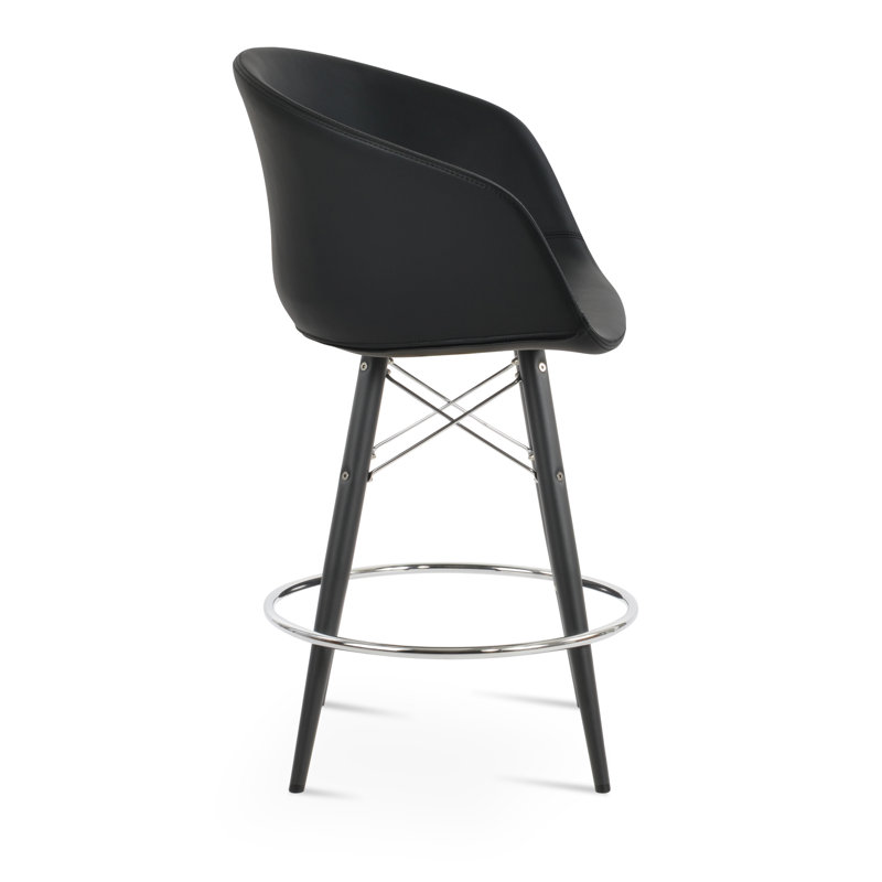 Tabouret de bar Tribeca, Tabouret de bar (siège d'une hauteur de 28 po), Noir, noir, noir, noir, Similicuir noir