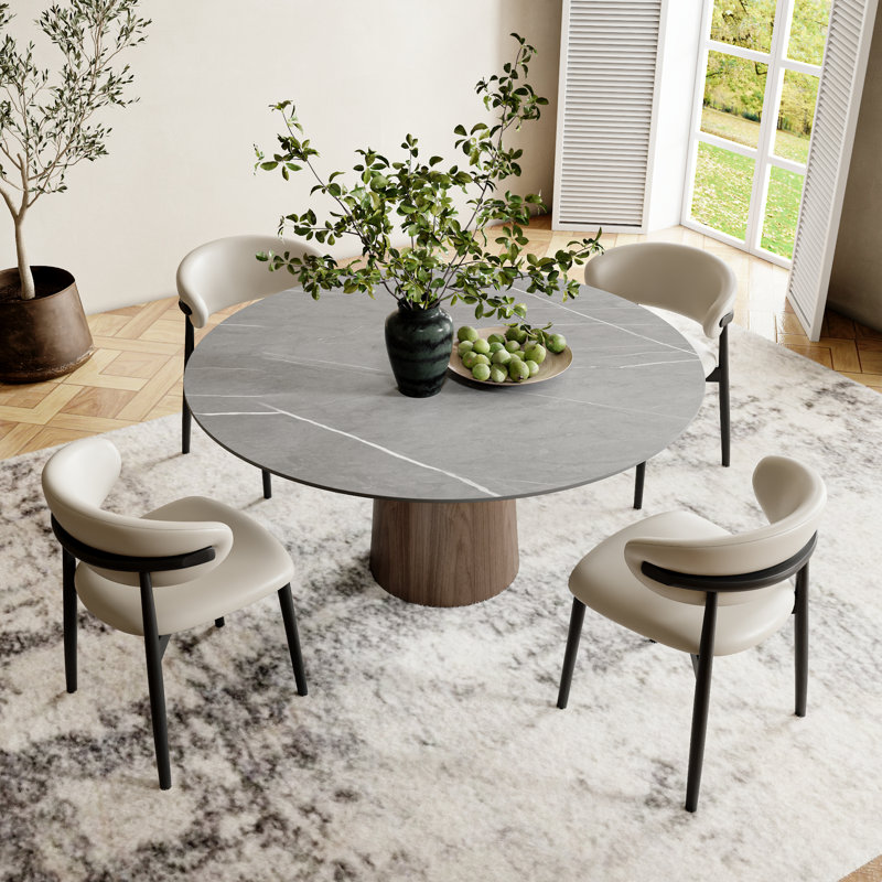 Ensemble de table de salle à manger moderne scandinave 5 pièces Amberly, 5 pièces: table, 4 chaises, Gris