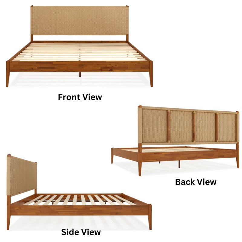 Selina Solid Wood Platform Bed with Headboard