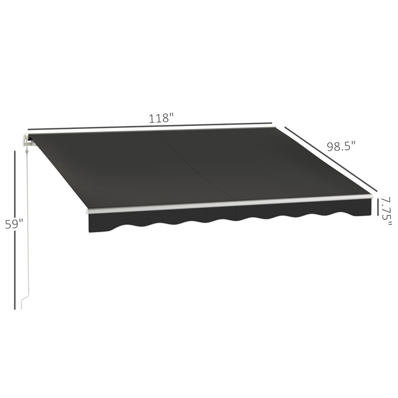 10' X 8' Electric Awning, Retractable Awning, UV Protection Sun Shade Shelter With Remote Controller And Manual Crank Handle For Deck, Balcony, Yard, Black