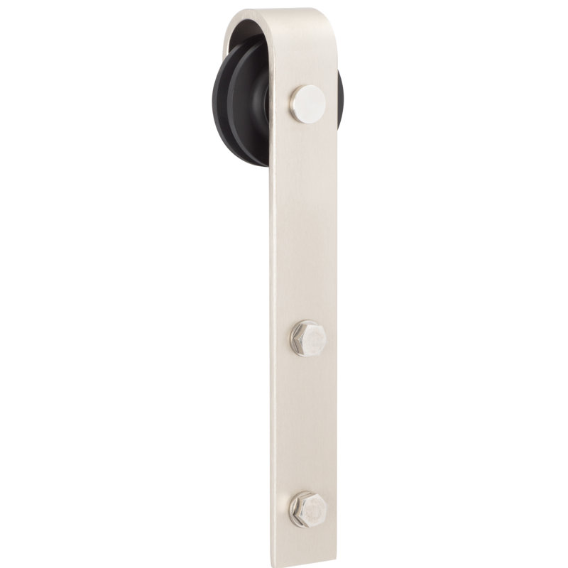 Rail de grange simple rouleau seulement, Nickel satiné