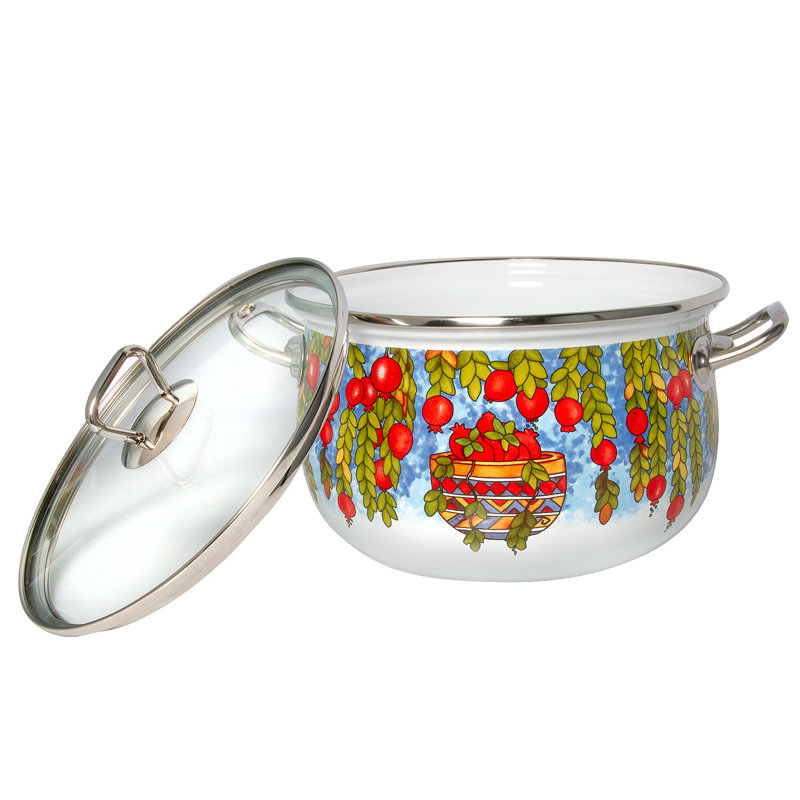 Cocotte profonde avec couvercle en verre 4 pte (3,8 L) Pomegranate Belly, 4 pte