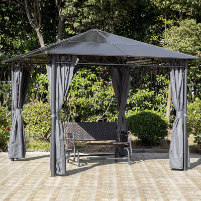 Gazebo de patio en acier de 10 pieds de largeur x 10 pieds de profondeur