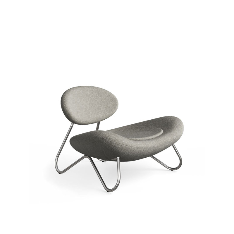Meadow Lounge Chair, Black Painted Steel Frame, Brushed Stainless Steel, Natural Polyester Blend