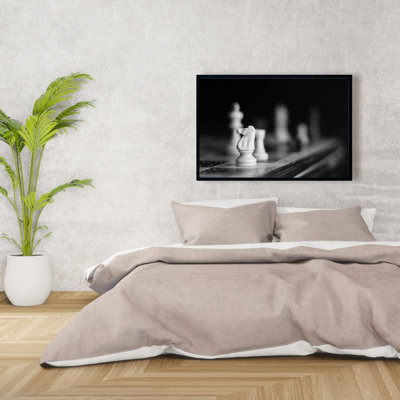 Monochrome Chess Games | Minimalist Shapes Framed Canvas Decor