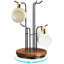 Arbre à tasses rotatif à 360 ° pour grandes tasses, porte-tasse à café comptoir avec 6 crochets, support à tasses à café en métal pour comptoir avec base en bois stable, décoration de comptoir de cuisine