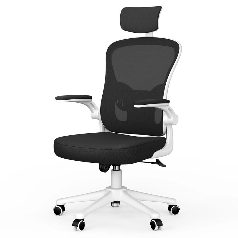 Mesh Office Chair with Headrest, Black/White