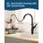  Kitchen Faucet with Pull Down Sprayer, Brass Faucet for Kitchen Sink, Bar Faucet with Ceramic Cartridge, Kitchen Sink for for RV, Bar, Farmhouse, Laundry, Outdoor (Standard, Brushed Black)