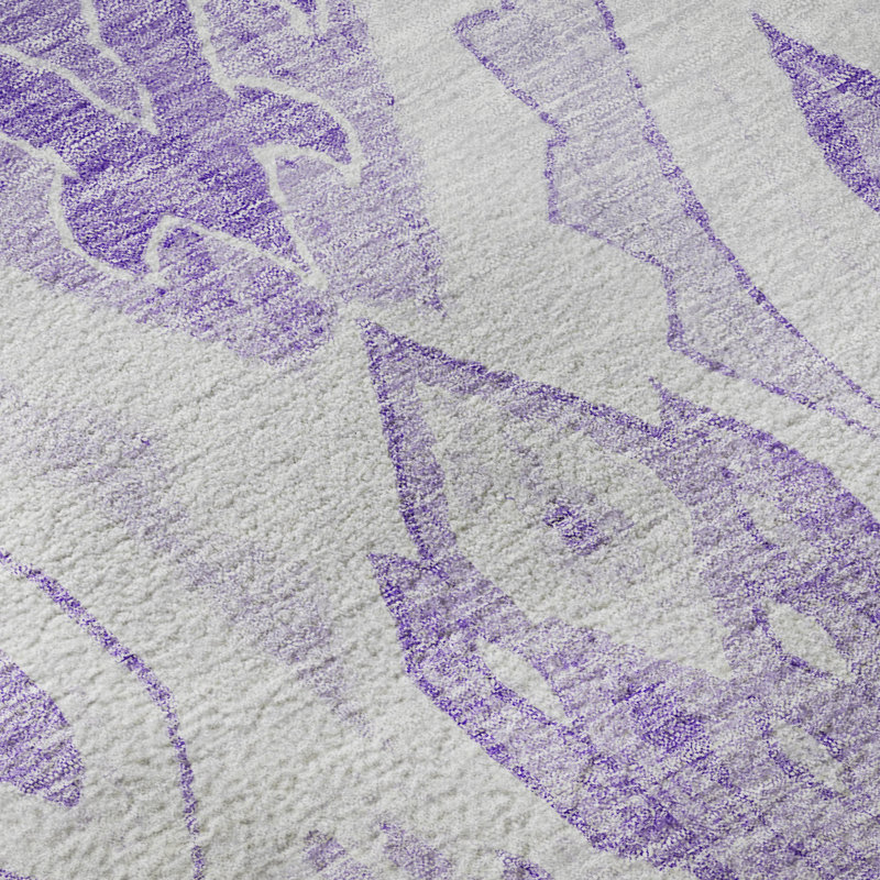 Premium Machine Washable Prisco Purple Rug, Rectangle 2'6" x 3'10"
