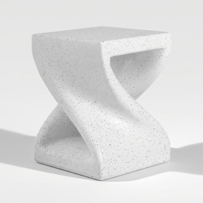 Modern Twisted-Base Terrazzo-Speckled All-Weather Side Table for Indoor and Outdoor Décor
