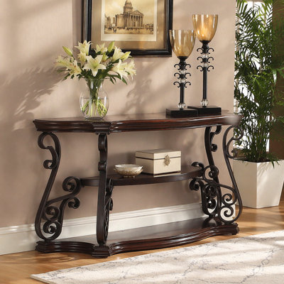 Gretta Merlot 2-Shelf Sofa Console Table