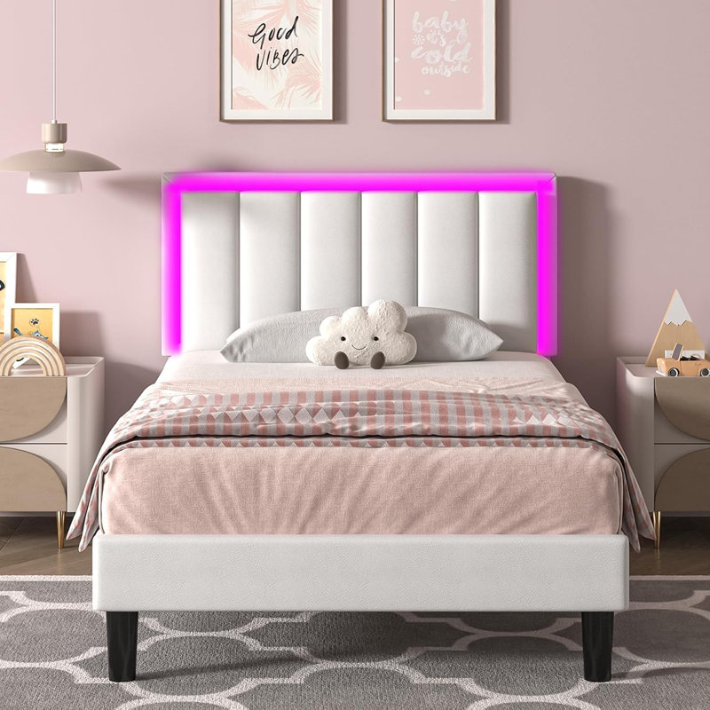 Lit plateforme Breella, Blanc, Lit simple