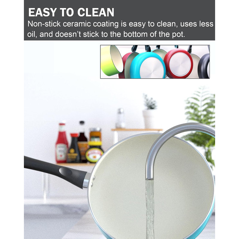 Turquoise 10-Piece Nonstick Aluminum Ceramic Cookware Set