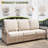 6-Piece Outdoor Patio Conversation Set, 3-Seater Sofa, 2 360° Swivel Rocking Armchairs, 2 Ottomans & Adjustable Coffee Table, Steel Frame with Wood-Grain Heat Transfer, Olefin Cushions for Patio, Backyard, Porch & Poolside