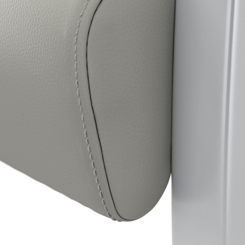 Light Gray Vinyl Mid-Back Guest Chair with Metal Frame