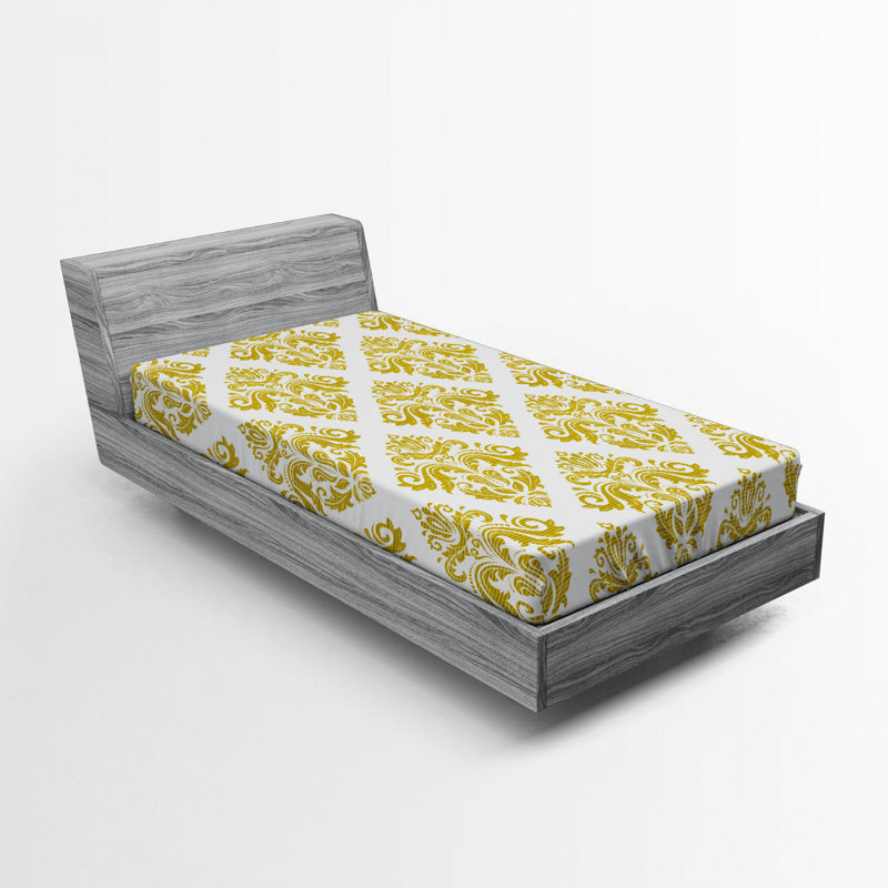 Microfiber Damask Fitted Sheet, Twin Fitted Sheet