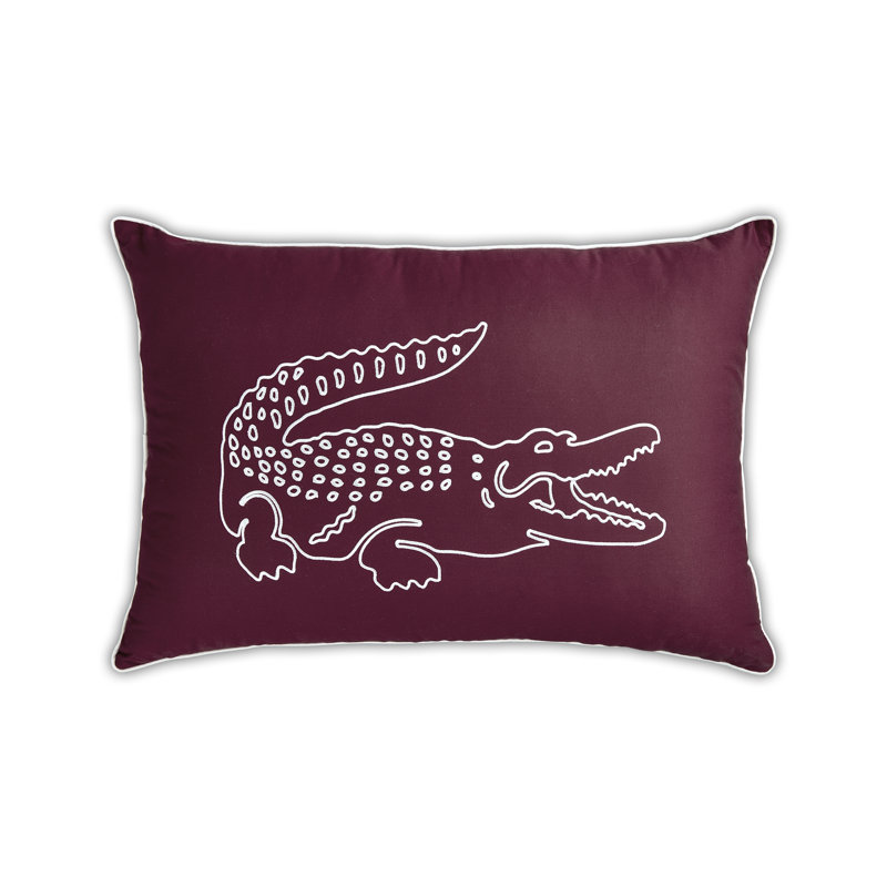 Lacoste Croc Decorative Throw Pillow, 100% Cotton Brushed Twill Accent Pillow, Modern Casual Home Decor Pillow with Iconic Crocodile Design, OEKO-TEX Certified, Burgundy, 16"x24"