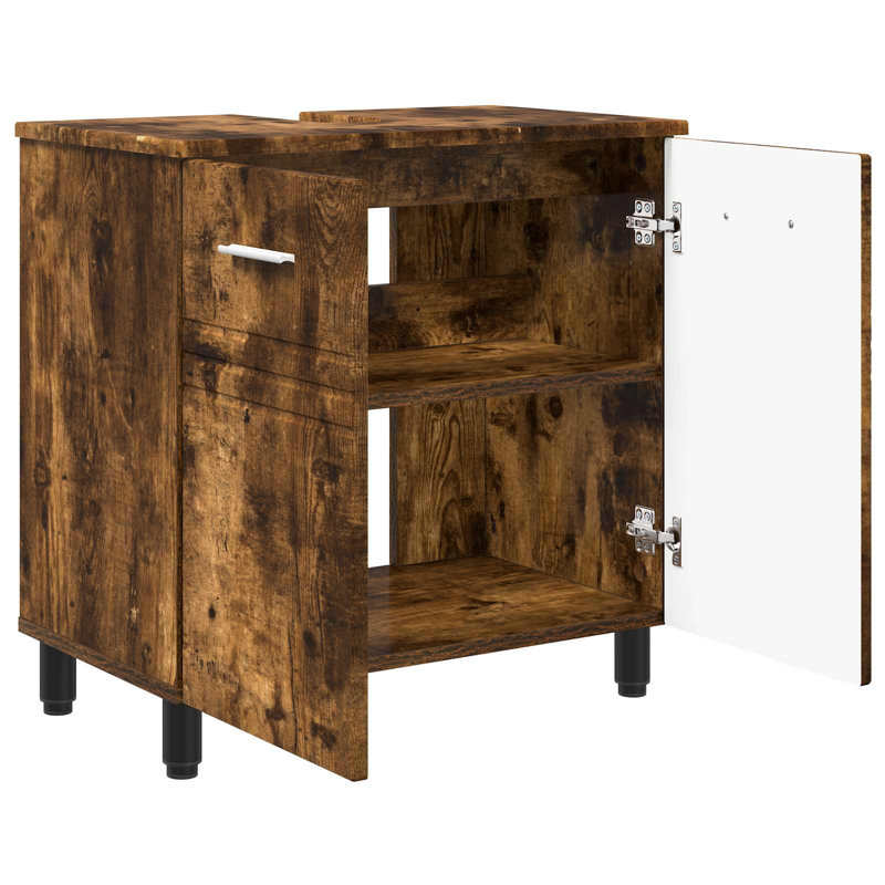 60cm Bathroom Vanity Base Only, Smoked Oak