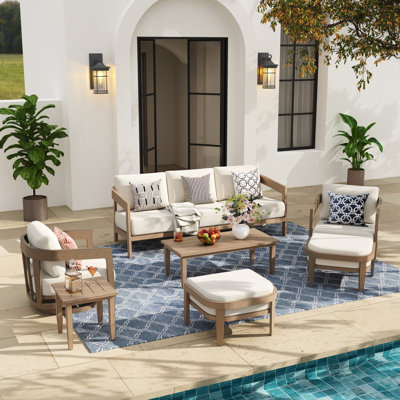Harmonti Patio 5 Person Aluminum Swivel Conversation Set With Ottomans And Cushions