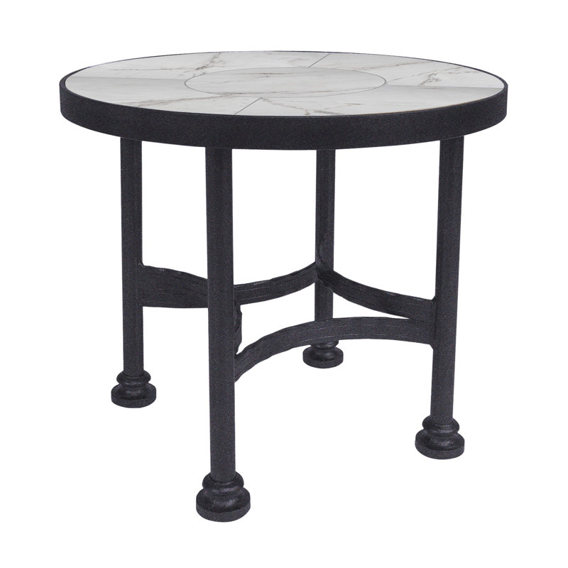 Classico Outdoor Round Side Table, Pallazo White, Graphite